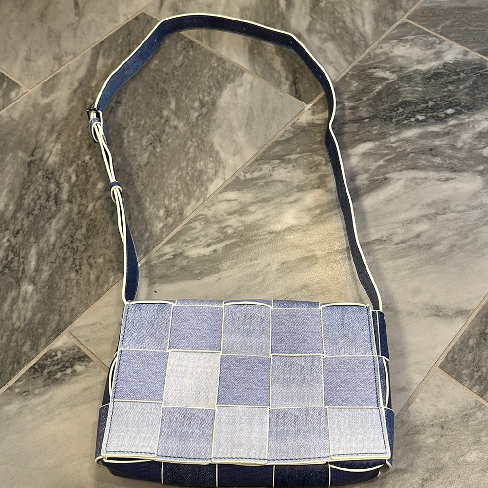 Cassette bag designer inspired denim. Vegan leather
